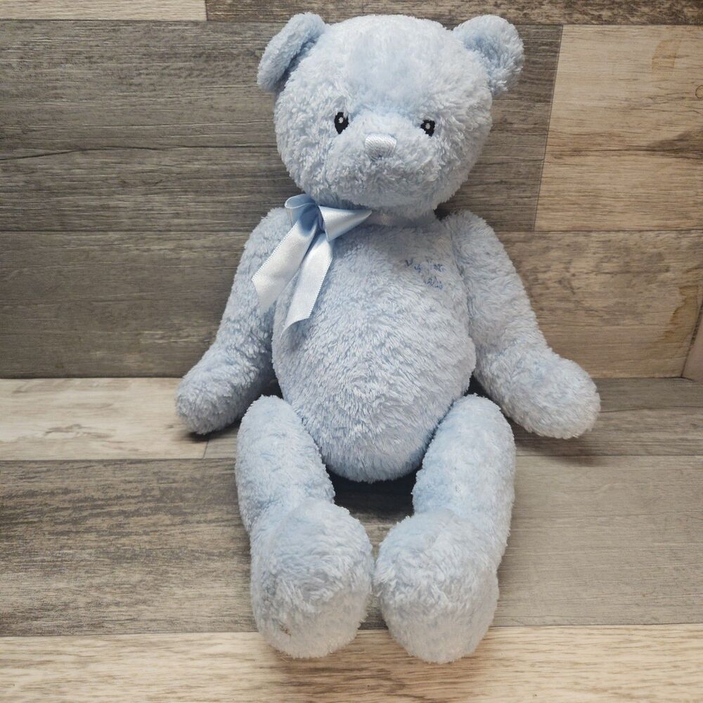 Rare Vintage Baby Gund My First Teddy 5835 Plush Stuffed Animal Blue Satin Bow
